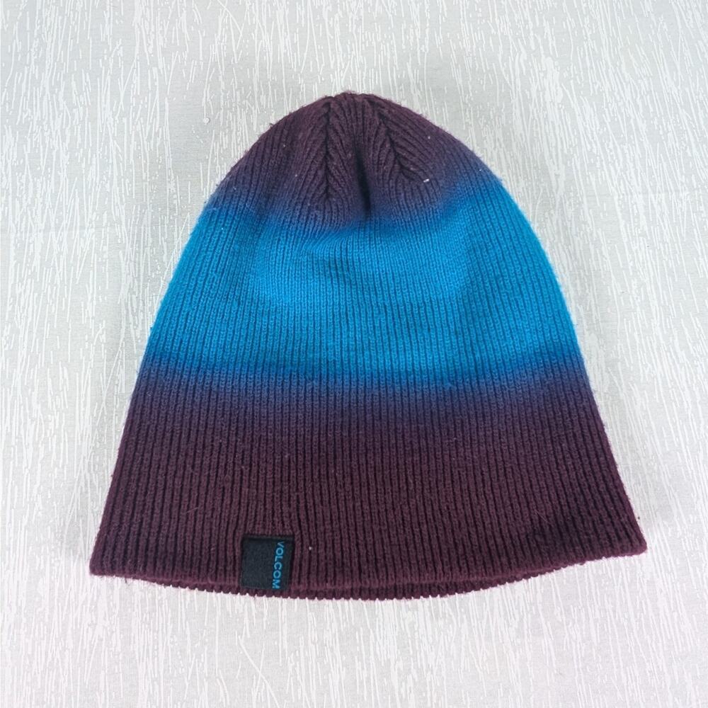 Volcom Phasor Beanie Hat One Size Blue Purple